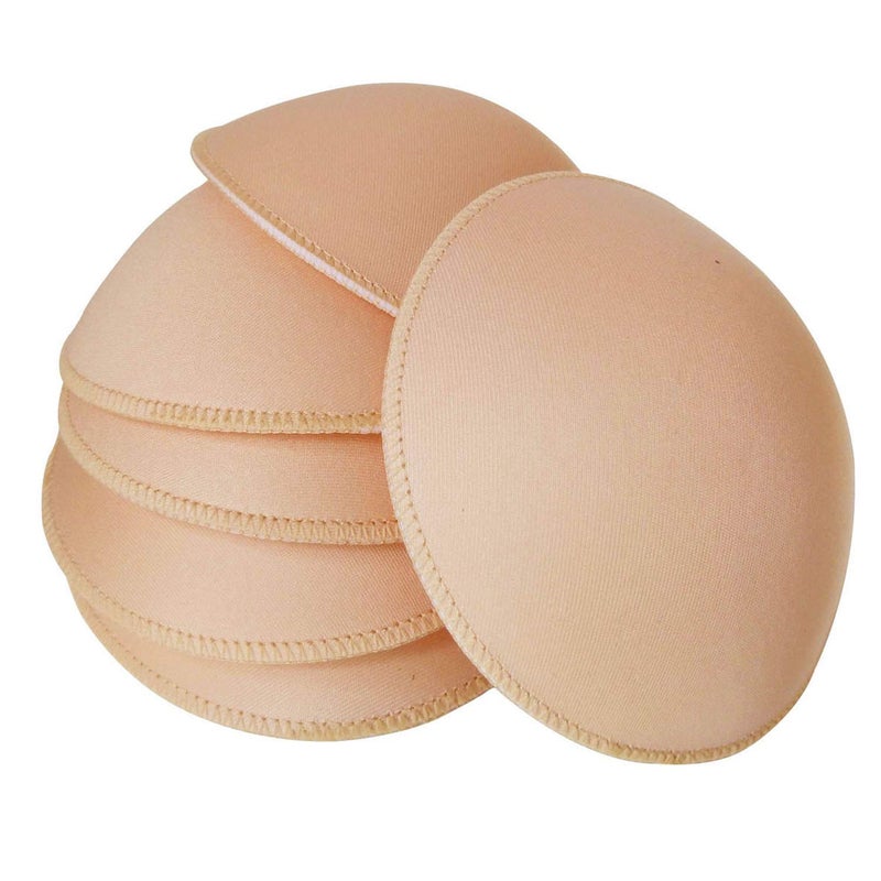 WMugthome 3 Pairs Round Seam Women's Removable Sports Yoga Bra pad, Bikini Top Bra Pads Insert (Beige,B Cup) - Image 1